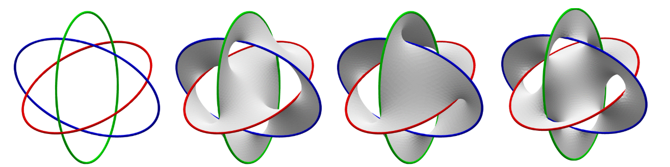 Selection of soap films on Borromean rings